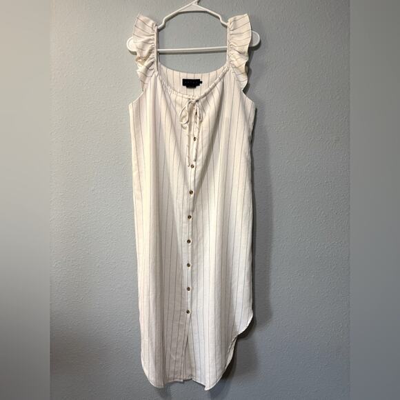 Hatch The Jenna Striped Maternity Dress White Pinstripe Button Front 2 6-8 M - Picture 4 of 8